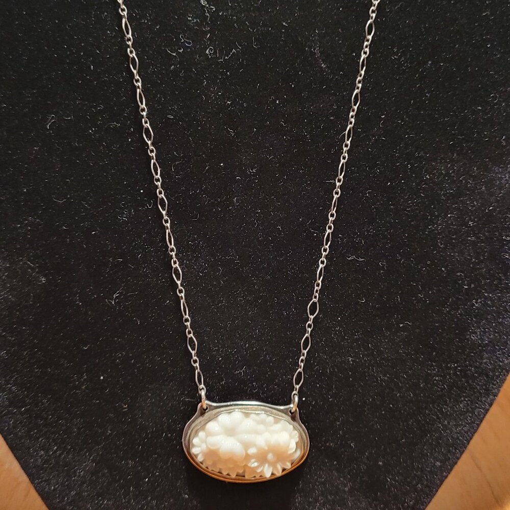 Sterling Silver Handmade Carved Necklace - Picture 6 of 6